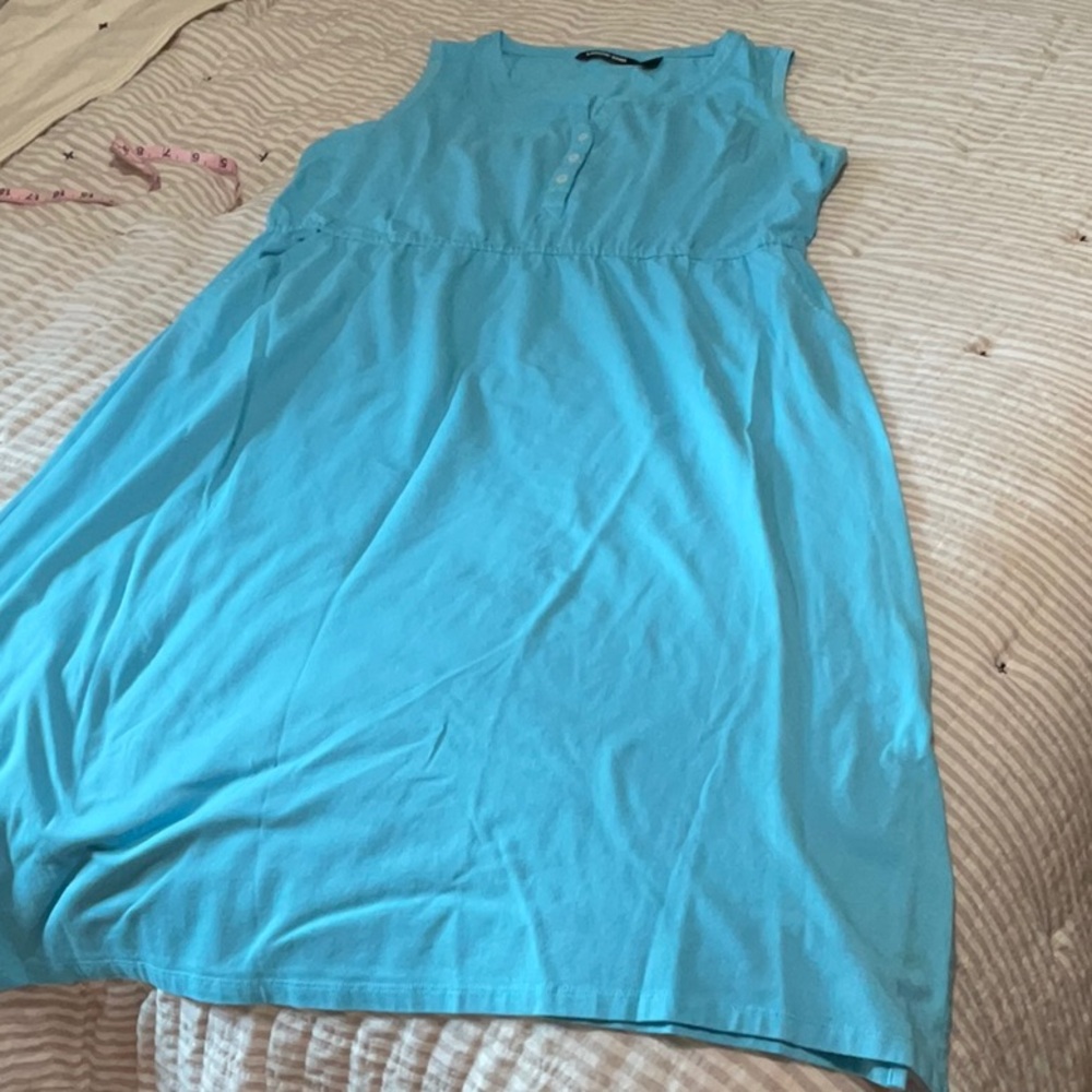 Lands End Turquoise Sleeveless MIDI Dress L
